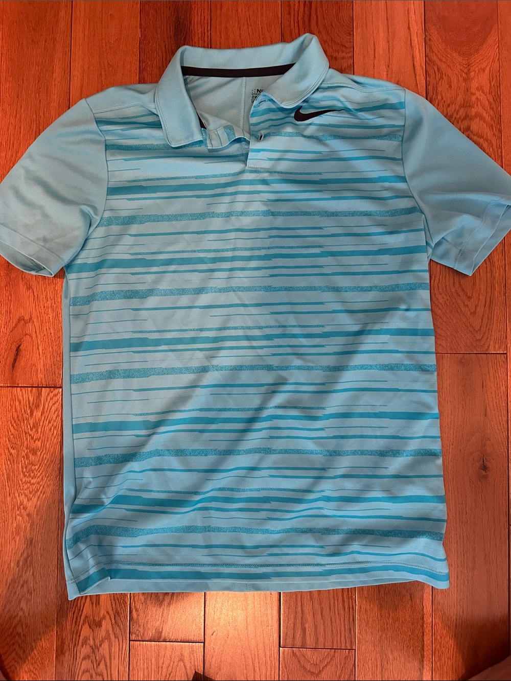 Nike Light Blue Striped Kids Polo